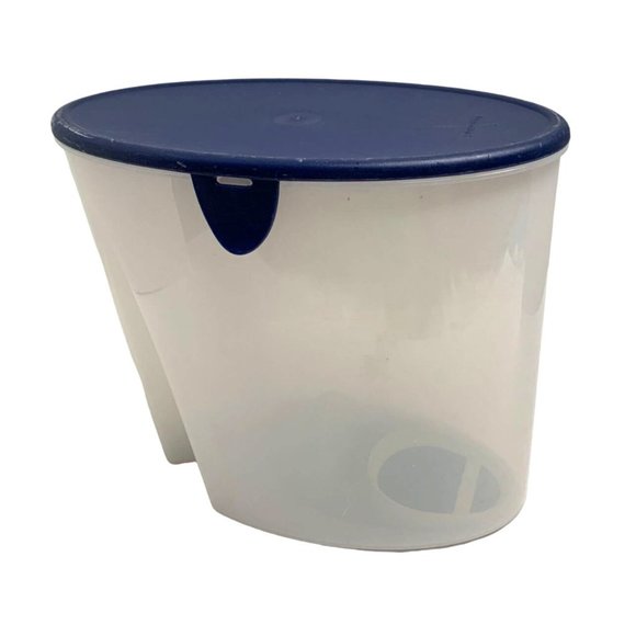 Tupperware Cereal Keeper Plastic Blue Top and Bottom Dispenser 19 in t 10.75 w 6 - Picture 4 of 4